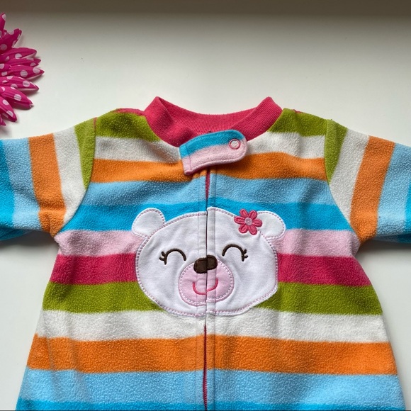 Two pack Pekkle Long Sleeve Sleeper Footie Onesie Pink White Green Blue Size 3m - Picture 3 of 8